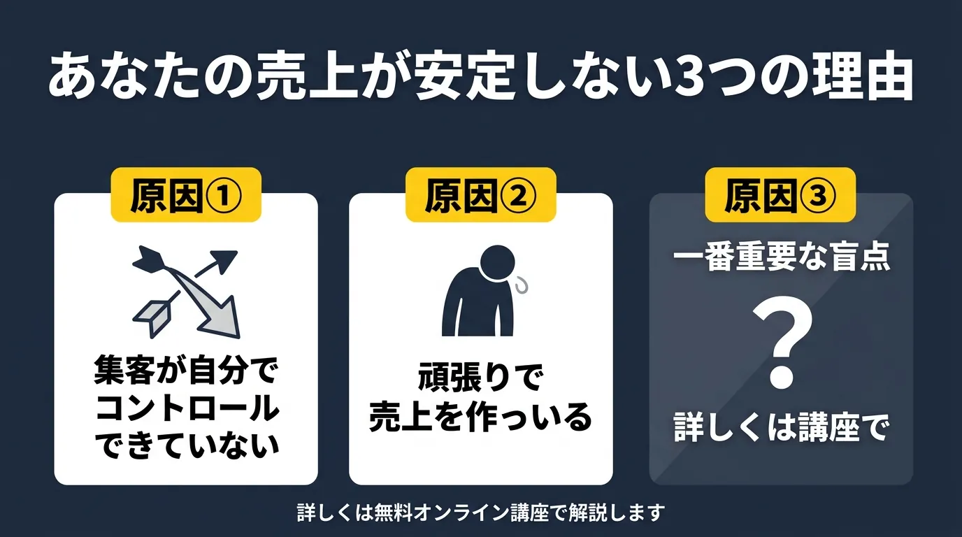 売上が安定しない3つの原因図解